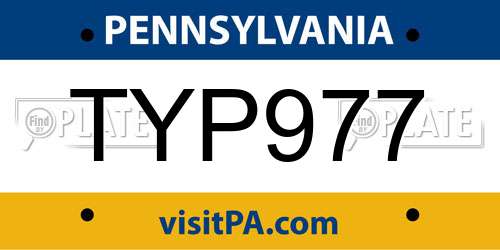TYP977 Pennsylvania License Plate