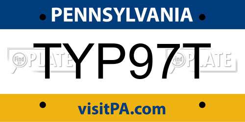 TYP97T Pennsylvania License Plate