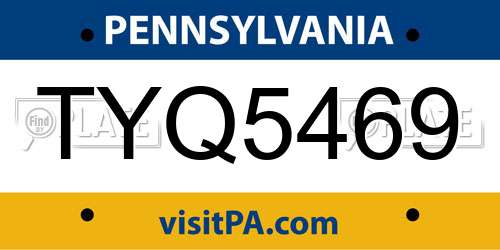 TYQ5469 Pennsylvania License Plate