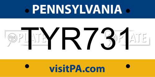 TYR731 Pennsylvania License Plate