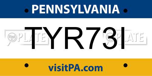 TYR73I Pennsylvania License Plate
