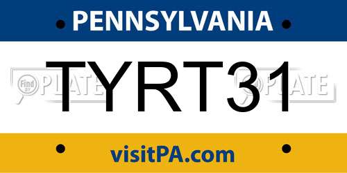TYRT31 Pennsylvania License Plate