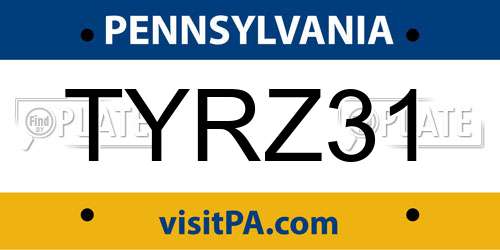 TYRZ31 Pennsylvania License Plate