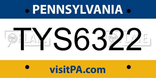 TYS6322 Pennsylvania License Plate