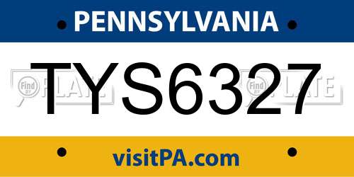 TYS6327 Pennsylvania License Plate