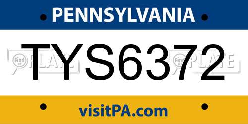 TYS6372 Pennsylvania License Plate