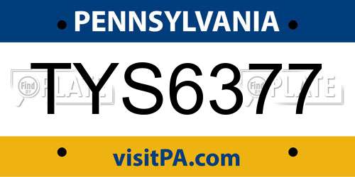 TYS6377 Pennsylvania License Plate