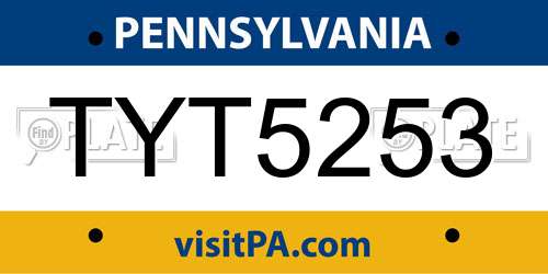 TYT5253 Pennsylvania License Plate