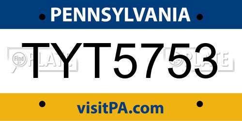TYT5753 Pennsylvania License Plate