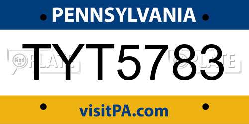 TYT5783 Pennsylvania License Plate