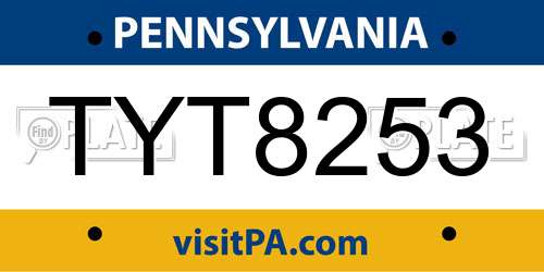 TYT8253 Pennsylvania License Plate