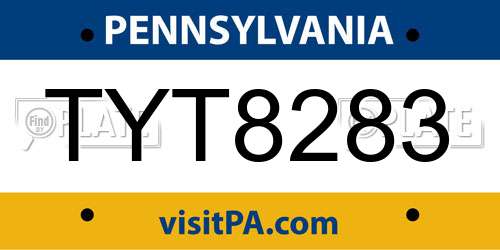 TYT8283 Pennsylvania License Plate