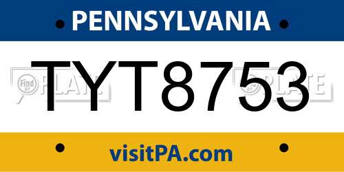 TYT8753 Pennsylvania License Plate