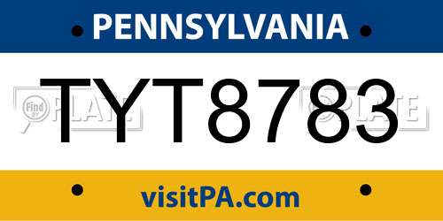 TYT8783 Pennsylvania License Plate