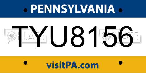 TYU8156 Pennsylvania License Plate
