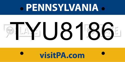 TYU8186 Pennsylvania License Plate