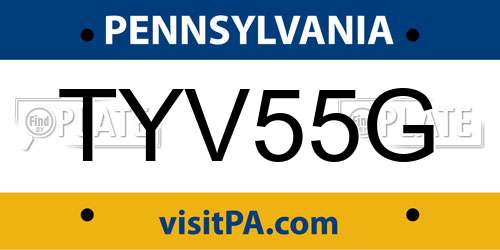 TYV55G Pennsylvania License Plate