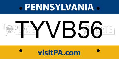 TYVB56 Pennsylvania License Plate