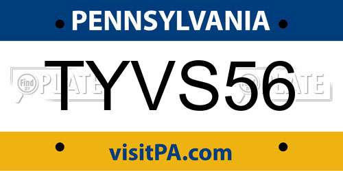 TYVS56 Pennsylvania License Plate