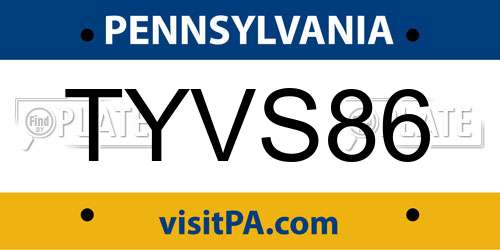 TYVS86 Pennsylvania License Plate
