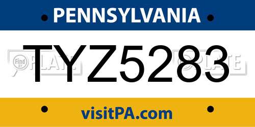 TYZ5283 Pennsylvania License Plate