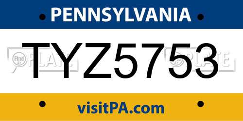 TYZ5753 Pennsylvania License Plate