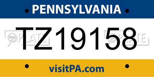 TZ19158 Pennsylvania License Plate