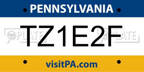 TZ1E2F Pennsylvania License Plate