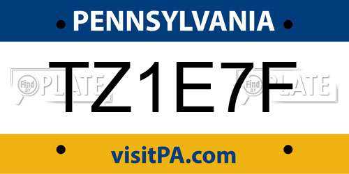 TZ1E7F Pennsylvania License Plate
