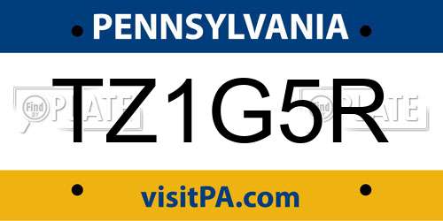 TZ1G5R Pennsylvania License Plate