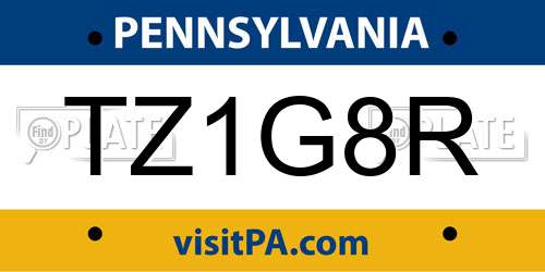 TZ1G8R Pennsylvania License Plate