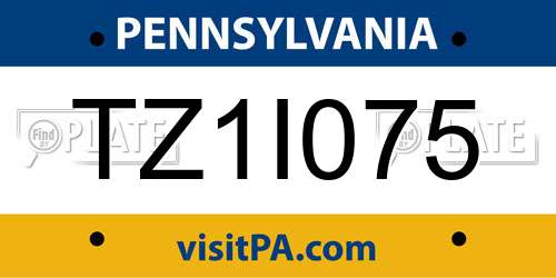 TZ1I075 Pennsylvania License Plate