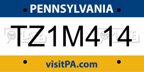 TZ1M414 Pennsylvania License Plate