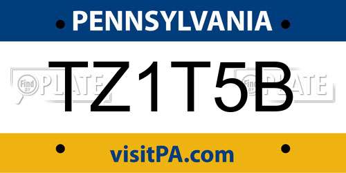 TZ1T5B Pennsylvania License Plate