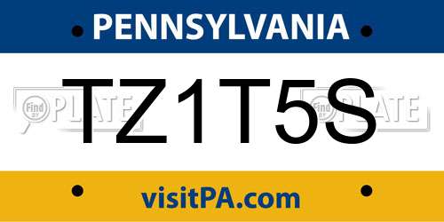 TZ1T5S Pennsylvania License Plate