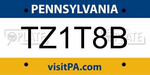 TZ1T8B Pennsylvania License Plate