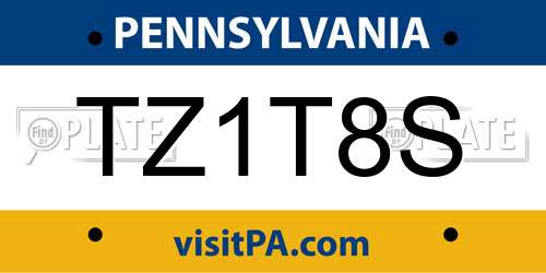 TZ1T8S Pennsylvania License Plate