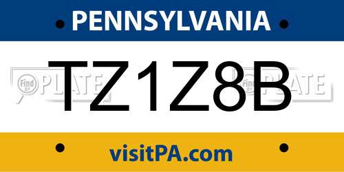 TZ1Z8B Pennsylvania License Plate