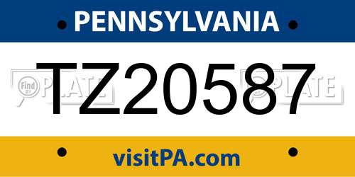 TZ20587 Pennsylvania License Plate
