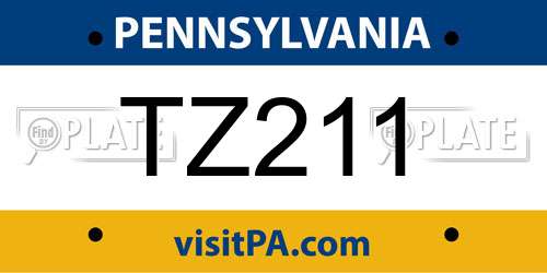 TZ211 Pennsylvania License Plate
