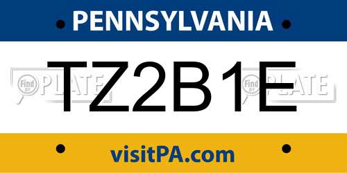TZ2B1E Pennsylvania License Plate