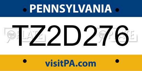 TZ2D276 Pennsylvania License Plate