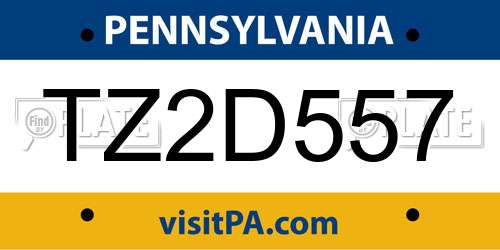 TZ2D557 Pennsylvania License Plate