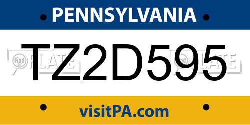 TZ2D595 Pennsylvania License Plate