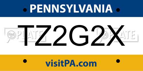 TZ2G2X Pennsylvania License Plate