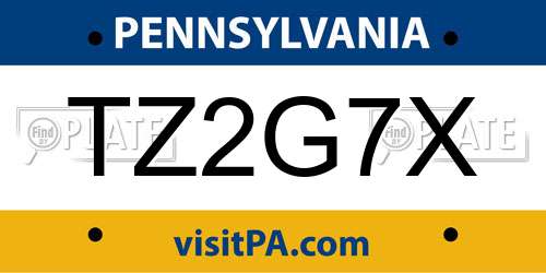 TZ2G7X Pennsylvania License Plate