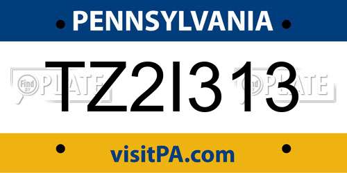 TZ2I313 Pennsylvania License Plate