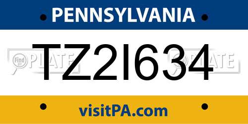 TZ2I634 Pennsylvania License Plate