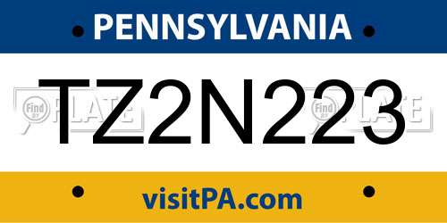 TZ2N223 Pennsylvania License Plate