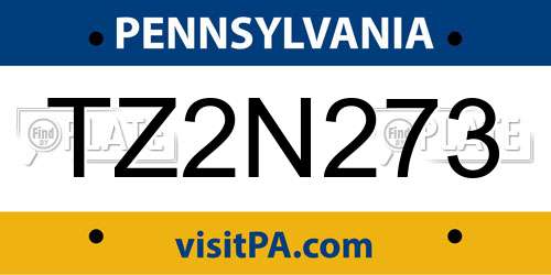 TZ2N273 Pennsylvania License Plate